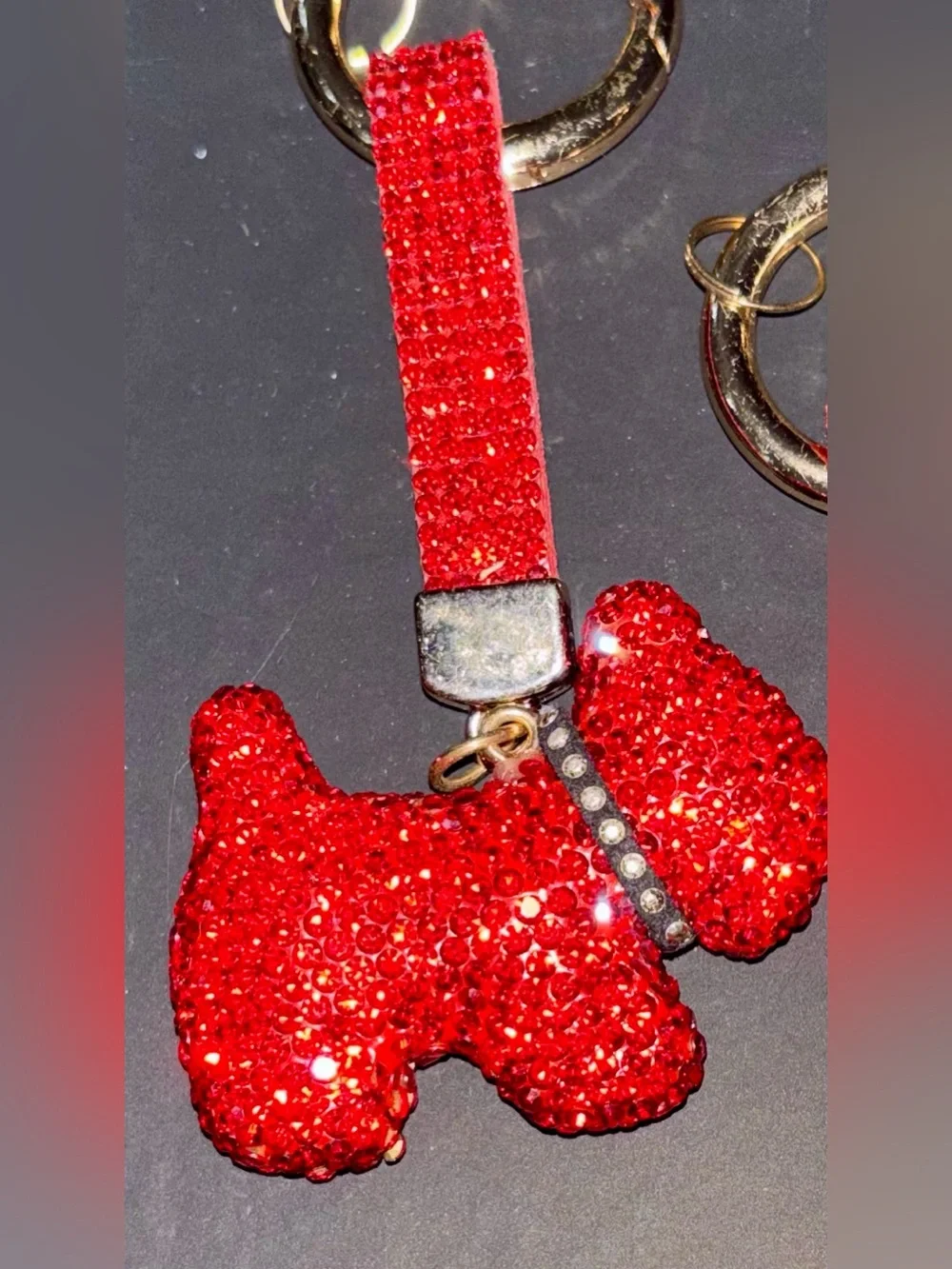 👀VIDEO ❤️Red Crystal Keychain Set - Scotty Dog and Purse - Red Stones